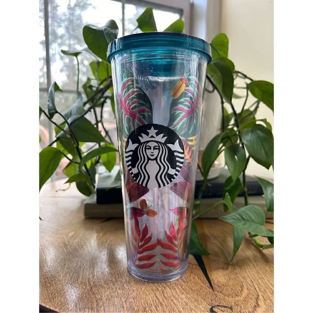 Starbucks Aloha Beetle Tropical Island Jungle Metallic Travel Tumbler Venti 24oz